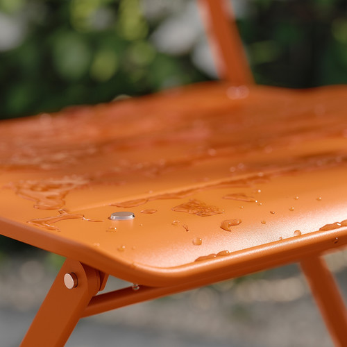 SUNDSÖ Folding chair, bright orange outdoor