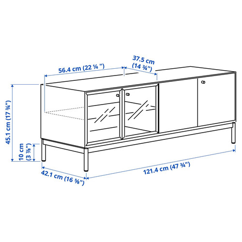 BOASTAD TV storage combination, black/oak veneer, 163x42x185 cm