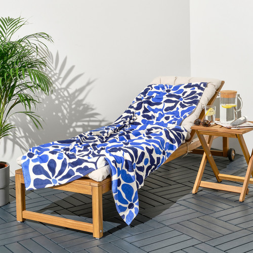 GULYXNE Beach towel, blue/floral pattern, 100x180 cm