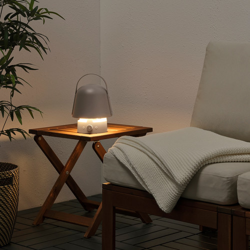 VAPPEBY Bluetooth speaker lamp, outdoor/grey