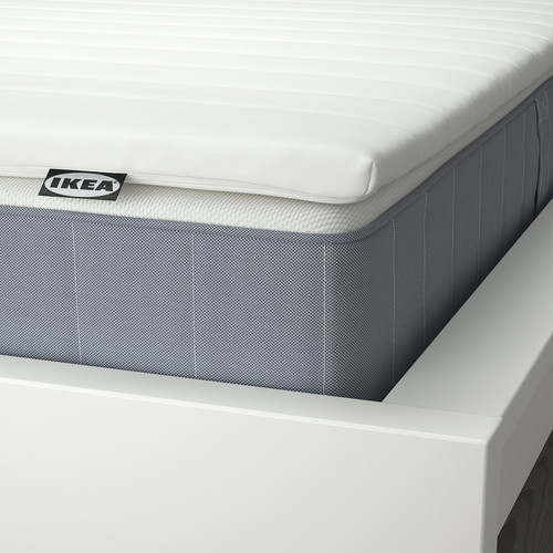 VESTERÖY Mattress and mattress pad, firm light blue/Näsfjället white, Standard King