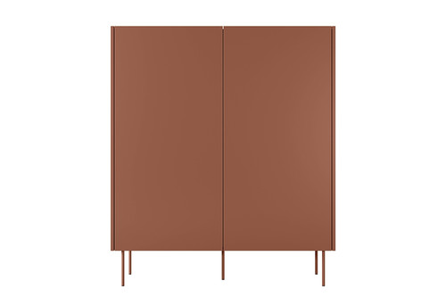 High Cabinet Sideboard with 2 Doors & 2 Drawers Desin 120, ceramic red/nagano oak