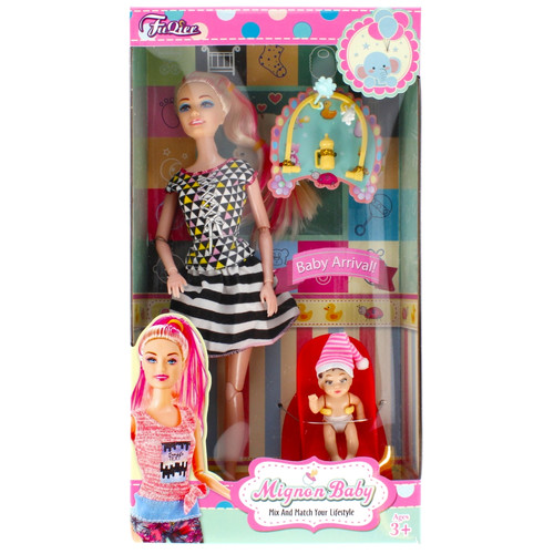 Doll 29cm with Baby, 1pc, assorted, 3+