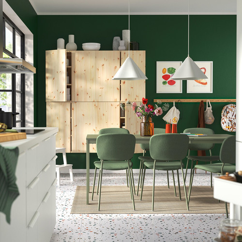 VIHALS Extendable table, green, 120/180x74 cm