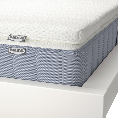 VALEVÅG Mattress and mattress pad, medium firm light blue/Nisseholm white, 160x200 cm