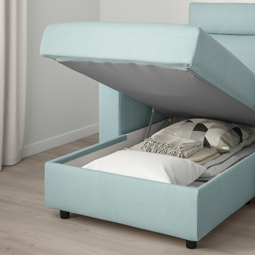 VIMLE 3-seat sofa with chaise longue, with headrest Saxemara/light blue