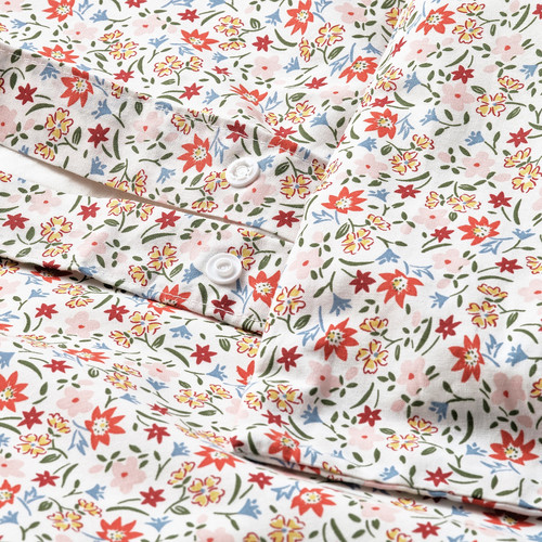 GULLNATTLJUS Duvet cover and pillowcase, white/floral pattern, 150x200/50x60 cm