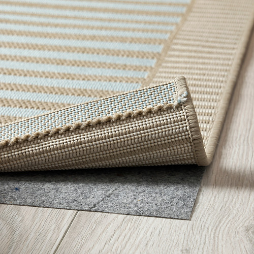 SKEVNING Runner, flatwoven, brown blue/stripe in/outdoor, 80x150 cm
