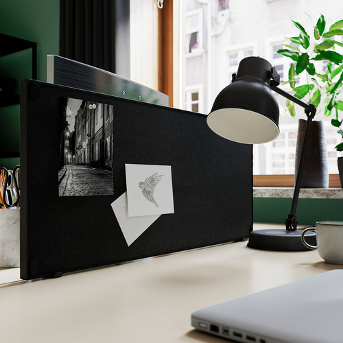TROTTEN Cab w sliding doors/noticeboard, anthracite, 80x180 cm