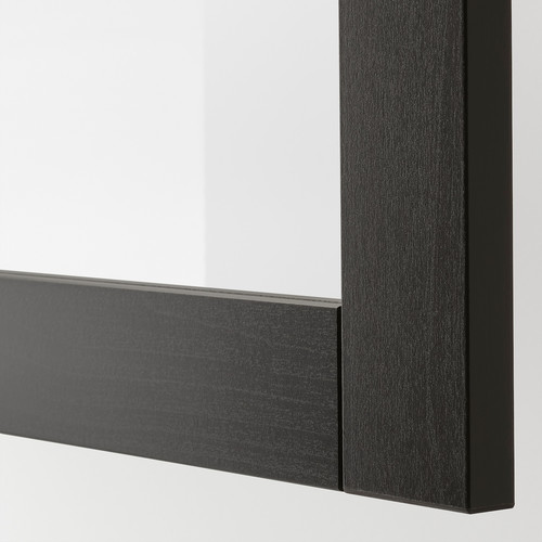 BESTÅ Storage combination w glass doors, black-brown/Lappviken black-brown clear glass, 60x42x193 cm