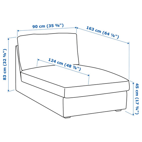 KIVIK Chaise longue, Kelinge grey-turquoise