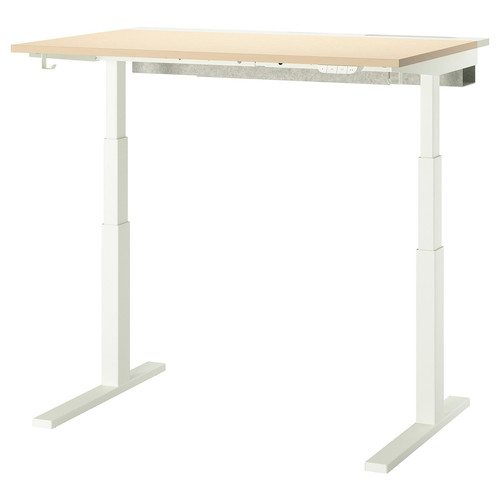 MITTZON Desk sit/stand, electric birch veneer/white, 120x80 cm