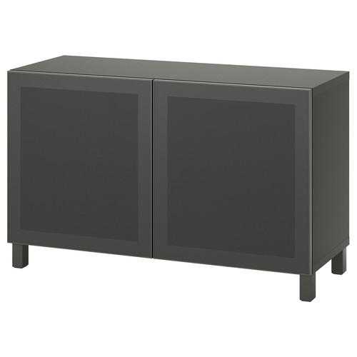 BESTÅ Storage combination with doors, dark grey/Mörtviken/Stubbarp dark grey, 120x42x74 cm