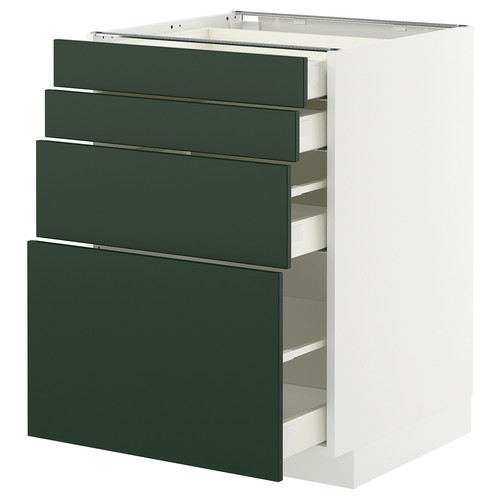 METOD / MAXIMERA Base cab 4 frnts/4 drawers, white/Havstorp deep green, 60x60 cm