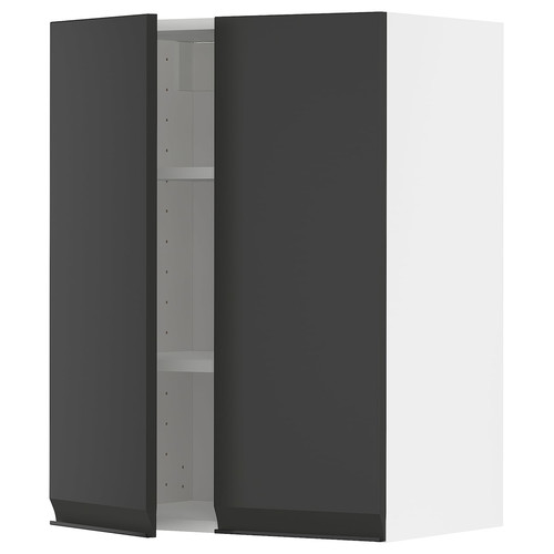 METOD Wall cabinet with shelves/2 doors, white/Upplöv matt anthracite, 60x80 cm
