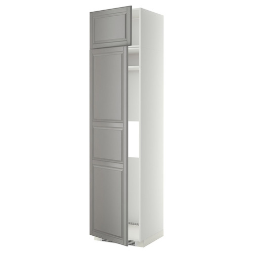 METOD Hi cab f fridge or freezer w 2 drs, white/Bodbyn grey, 60x60x240 cm