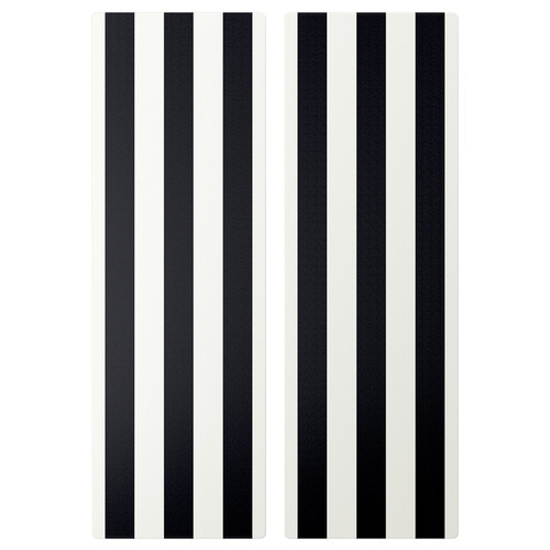 SMÅSTAD Door, black/white stripe, 30x90 cm
