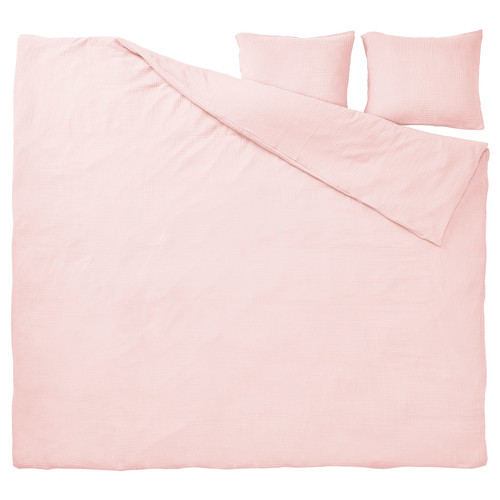 SCHERSMIN Duvet cover and 2 pillowcases, pale pink, 200x200/50x60 cm