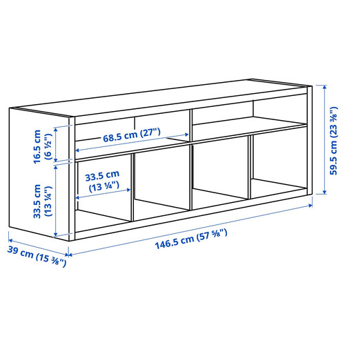 KALLAX TV storage combination, black-brown, 147x39x60 cm