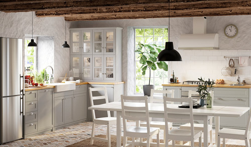 METOD High cabinet with cleaning interior, white/Lerhyttan light grey, 40x60x200 cm