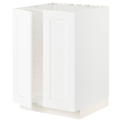 METOD Base cabinet for sink + 2 doors, white Enköping/white wood effect, 60x60 cm