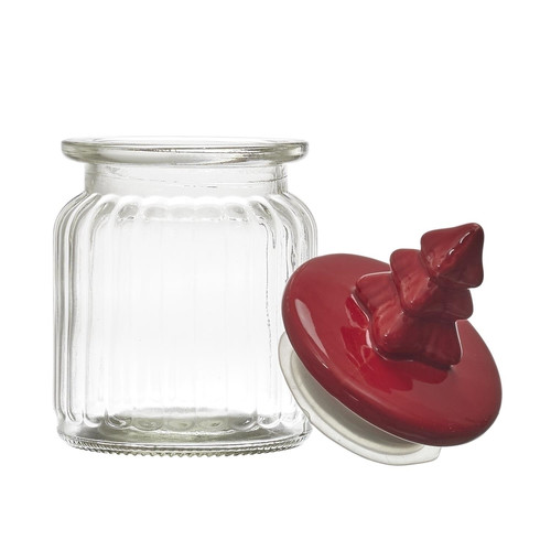 Christmas Tree-Shaped Glass Jar, red