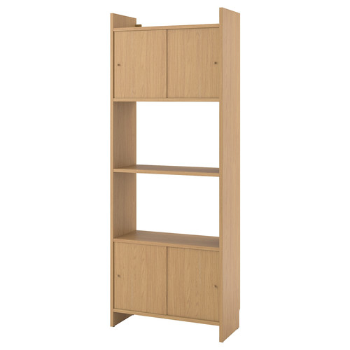 LÅDMAKARE Storage combination w sliding doors, with shelf/oak effect, 81x35x212 cm