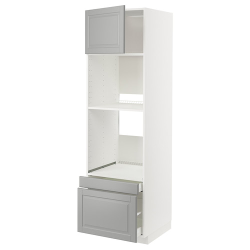 METOD / MAXIMERA Hi cab f ov/combi ov w dr/2 drwrs, white/Bodbyn grey, 60x60x200 cm