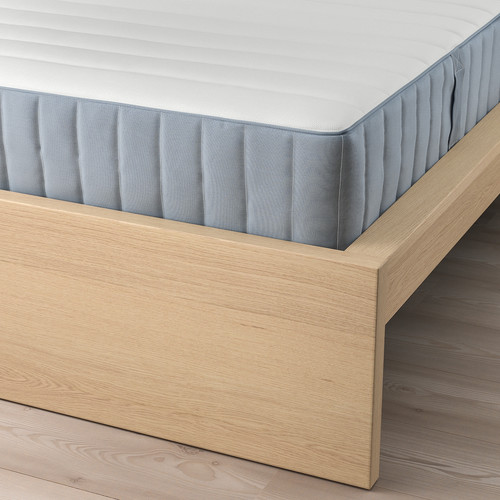 MALM Bed frame with mattress, white stained oak veneer/Valevåg firm, 140x200 cm