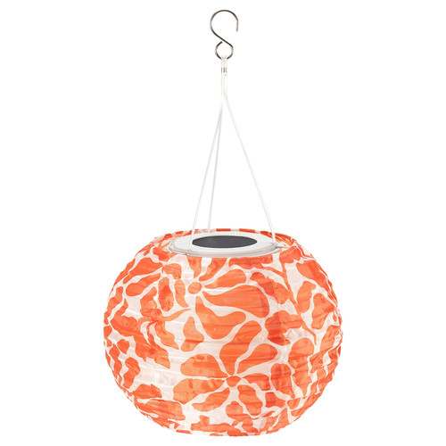 SOLVINDEN Pendant lamp, flower/solar-powered orange, 22 cm