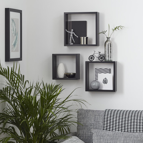 Form Wall Shelves Rigga Set of 3, black