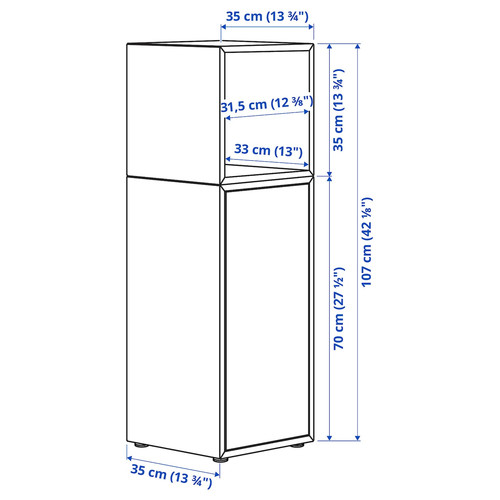 EKET Cabinet combination with feet, white/walnut effect, 35x35x107 cm