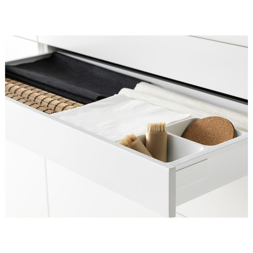 METOD / MAXIMERA Wall cab w 2 glass doors/2 drawers, white/Bodbyn off-white, 80x100 cm