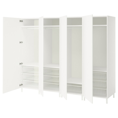 PLATSA Wardrobe combination, white/Fonnes white, 240x57x191 cm