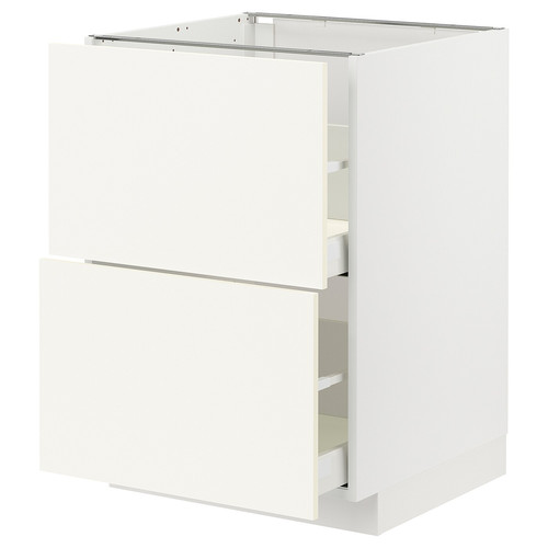 METOD / MAXIMERA Base cb 2 fronts/2 high drawers, white/Vallstena white, 60x60 cm