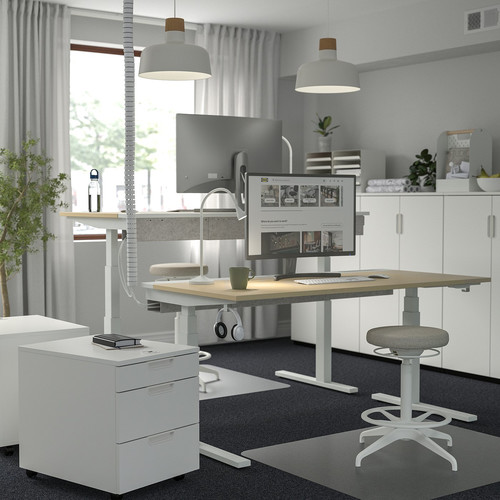 MITTZON Desk sit/stand, electric birch veneer/white, 160x80 cm