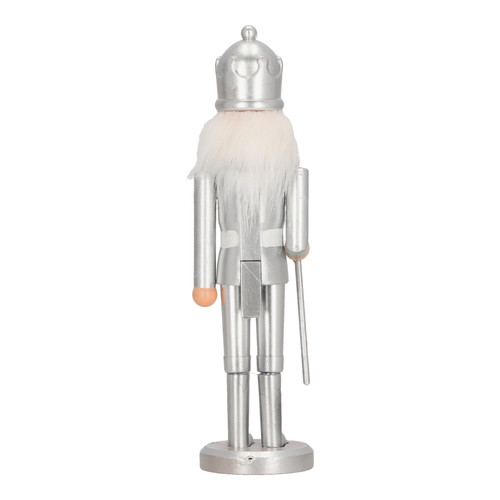 Nutcracker Christmas Decoration 28cm, silver, crown