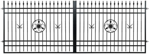 Double Swing Gate 400 x 150 cm, galvanized, black