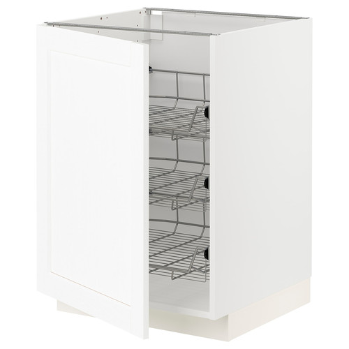 METOD Base cabinet with wire baskets, white Enköping/white wood effect, 60x60 cm