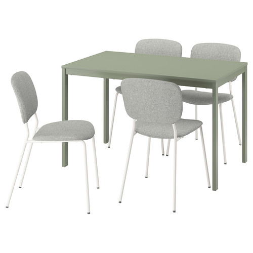 VIHALS / VIHALS Table and 4 chairs, green/white Tibbleby beige-grey, 120/180x74 cm