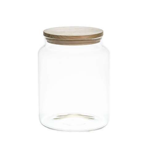 Elegant Storage Jar with Wooden Lid 2.4l