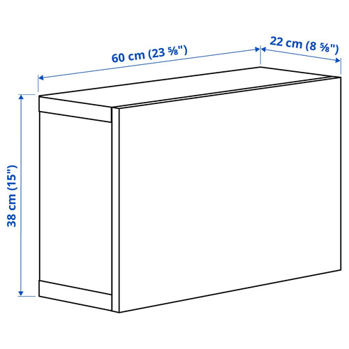 BESTÅ Wall-mounted cabinet combination, black-brown Hedeviken/dark brown stained oak veneer, 60x22x38 cm