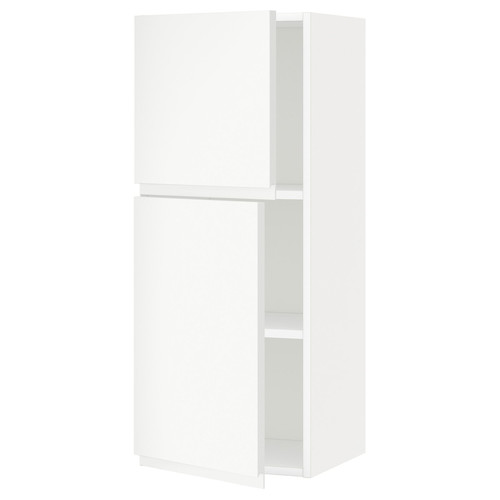 METOD Wall cabinet with shelves/2 doors, white/Voxtorp matt white, 40x100 cm