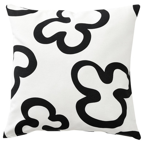 KLIPPBRÄCKA Cushion cover, white/black, 50x50 cm