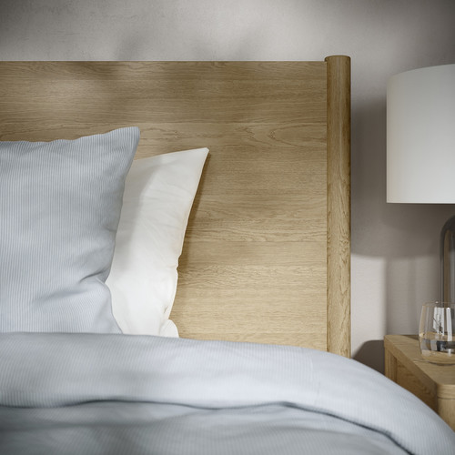 TONSTAD Bed frame, oak veneer/Leirsund, 140x200 cm