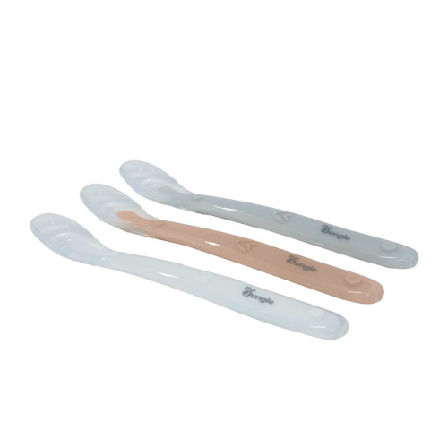 Bo Jungle Soft Spoons Silicone 3pcs, white, grey, terracotta