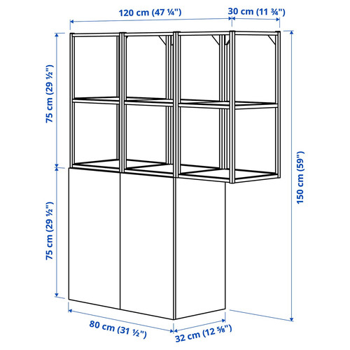 ENHET Storage combination, white, 120x32x150 cm