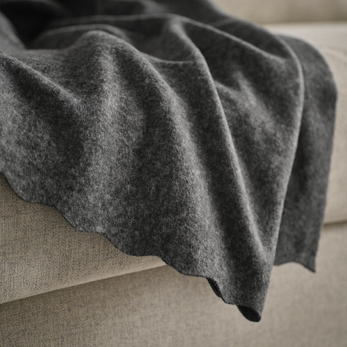 DAGGKÅPOR Throw, dark grey, 130x170 cm