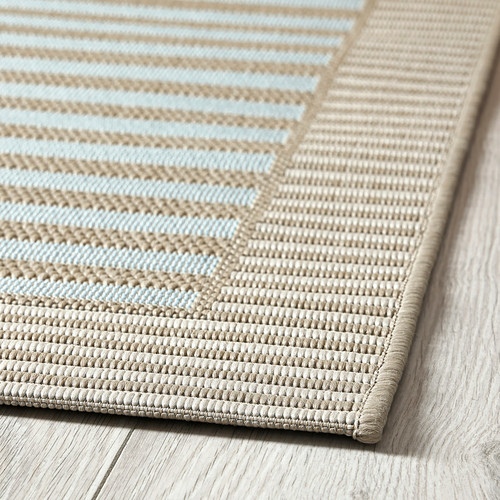 SKEVNING Runner, flatwoven, brown blue/stripe in/outdoor, 80x150 cm