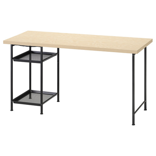 MITTCIRKEL / SPÄND Desk, lively pine effect/black, 140x60 cm